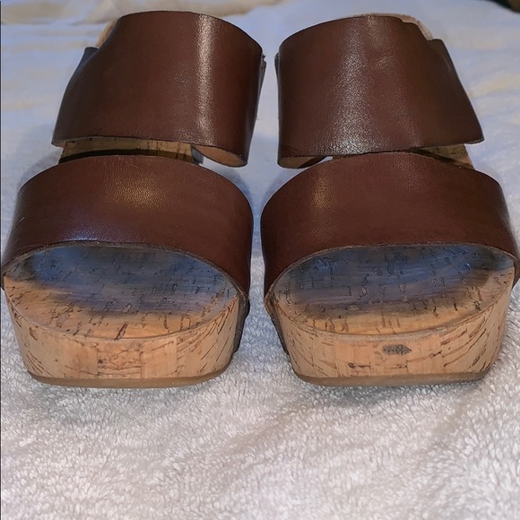 EUC Lucky Brand brown leather/cork 7.5 wedges - Picture 8 of 8